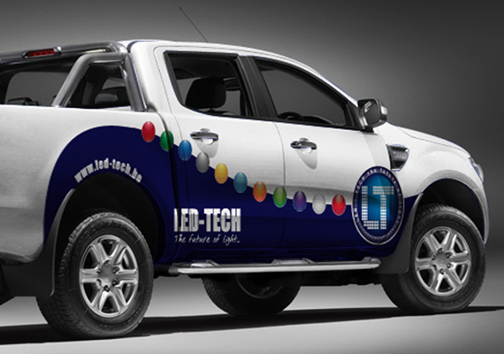 Habillage graphique d’une Ford Ranger pour la société led-tech.