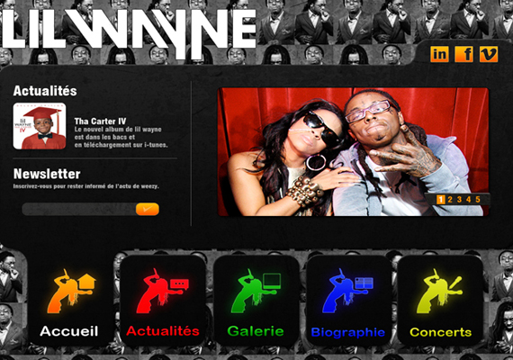 Conception d’un site sur l’artiste Lil wayne dans le cadre de mes cours d’infographie.